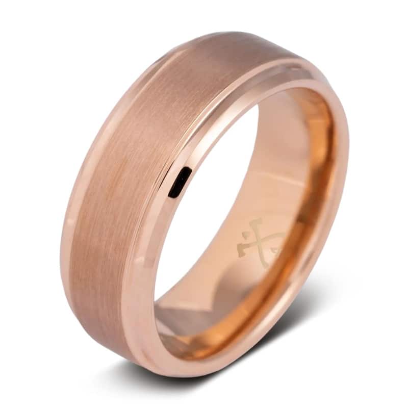 Manly Bands THE MVP Tungsten Rose Gold Plated 8mm Satin Band
