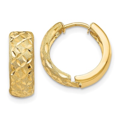 Curata 14k Yellow Gold Satin Polished 15x 5mm Hinged Hoop Earrings
