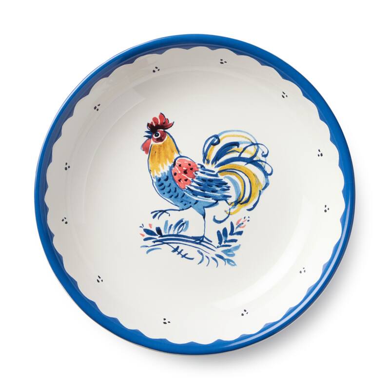 Certified International French Rooster 9" Soup/Cereal Bowls, Set of 4 Assorted Designs - 9.00"L x 9.00"W x 2.00"H