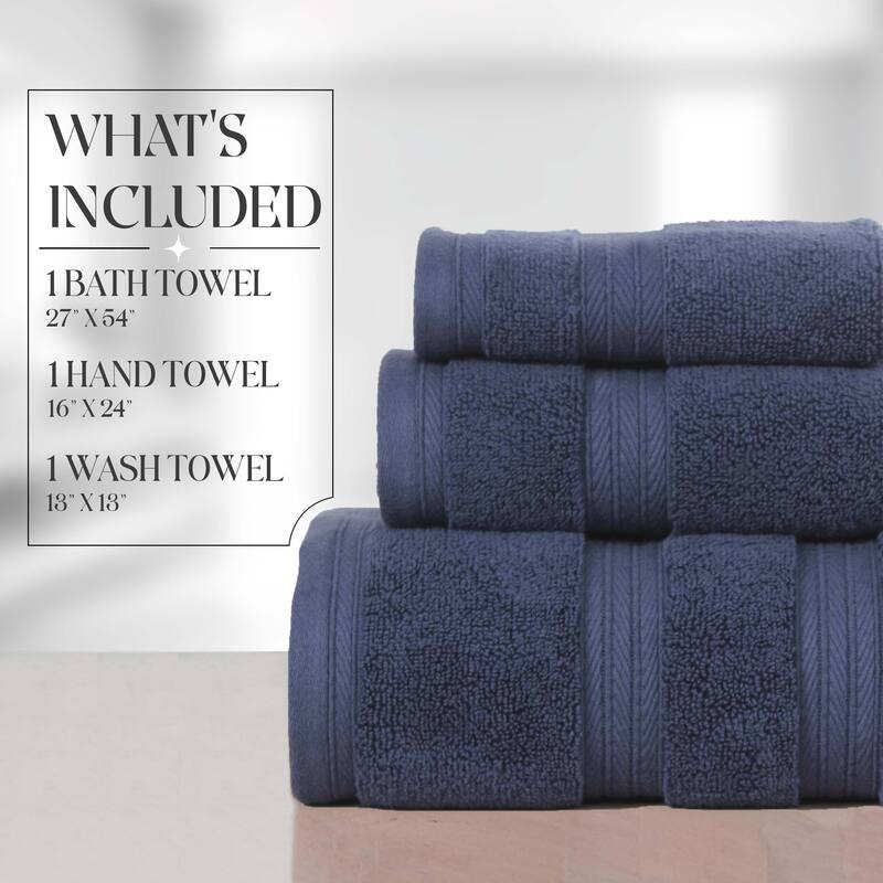 Home Weavers Elegance Essentials 550GSM Cotton Zero Twist Super Absorbent Bath Towel Set of 3