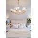 preview thumbnail 7 of 14, SAFAVIEH Lighting Greyor 34-Inch LED Metal 6-Light Chandelier, Gold - 34" x 34" x 12-84"