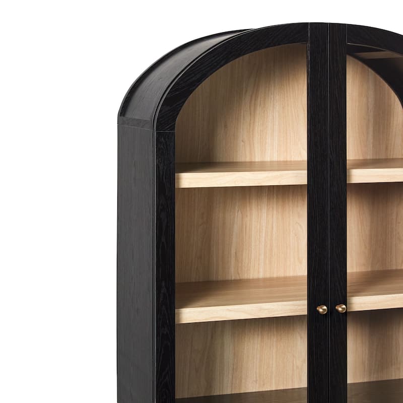 Walker Edison Modern Arched MDF Bookshelf Cabinet with Tall Glass Doors