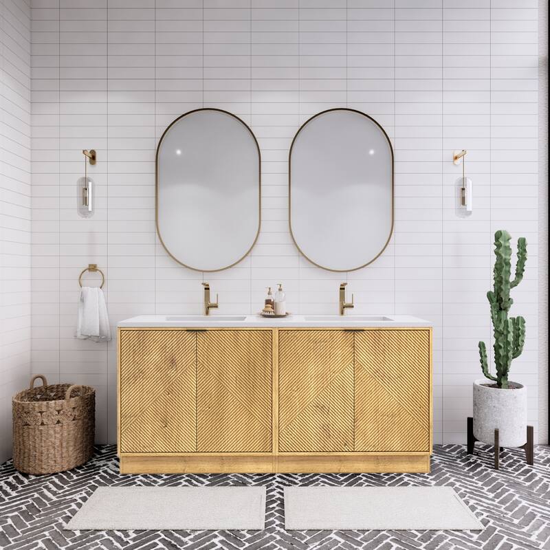 Milano 72" Freestanding Bathroom Vanity with Double White Sink