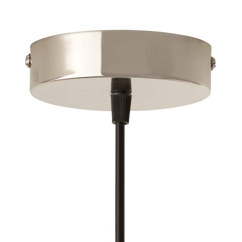 Marina River of Goods Nickel Metal and White/Blue Glass 9.8-Inch Pendant Light with Adjustable Hanging Cord