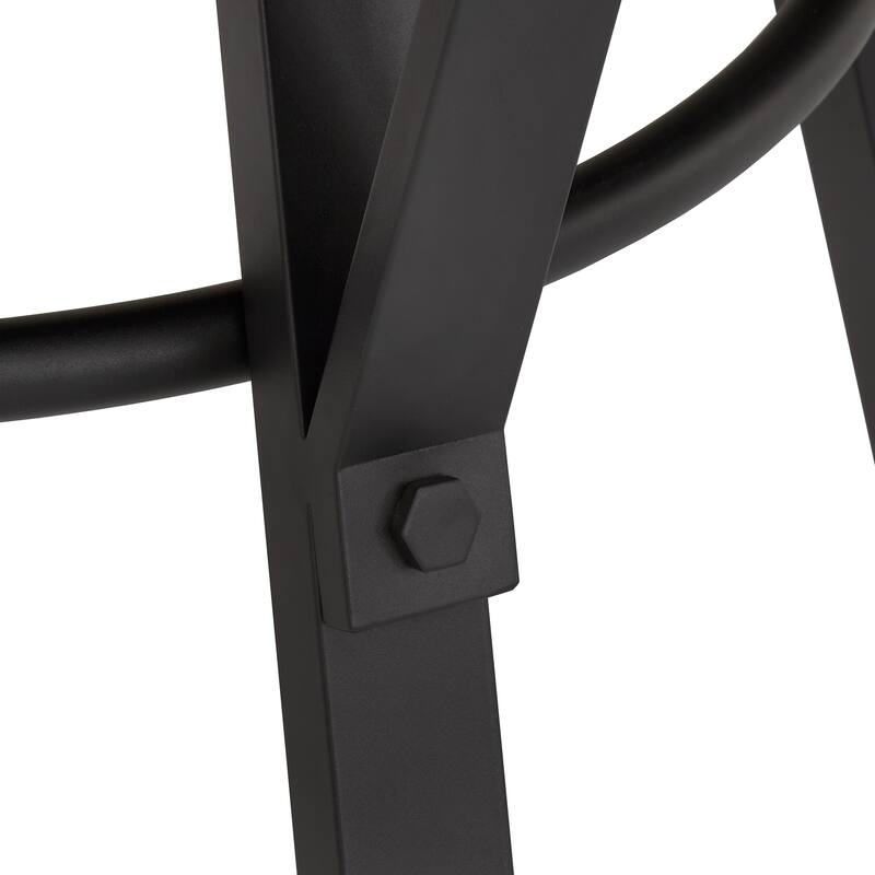 Bacalar Black Finish Metal Round Counter Height Table with Vegan Leather Swivel Chair Set by iNSPIRE Q Modern