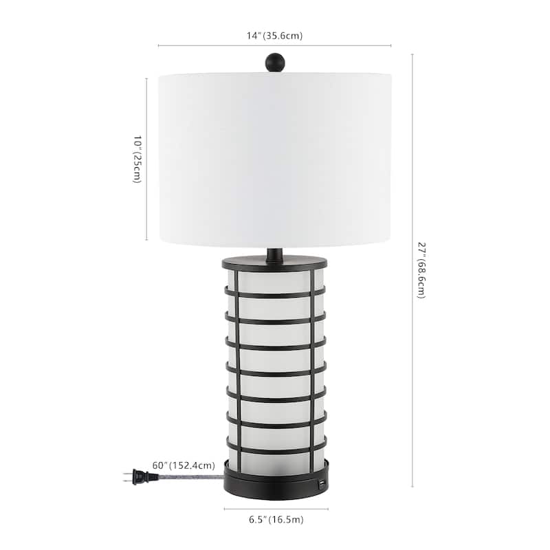Waylon 27" Modern Industrial Iron Nightlight LED Table Lamp with USB by JONATHAN Y