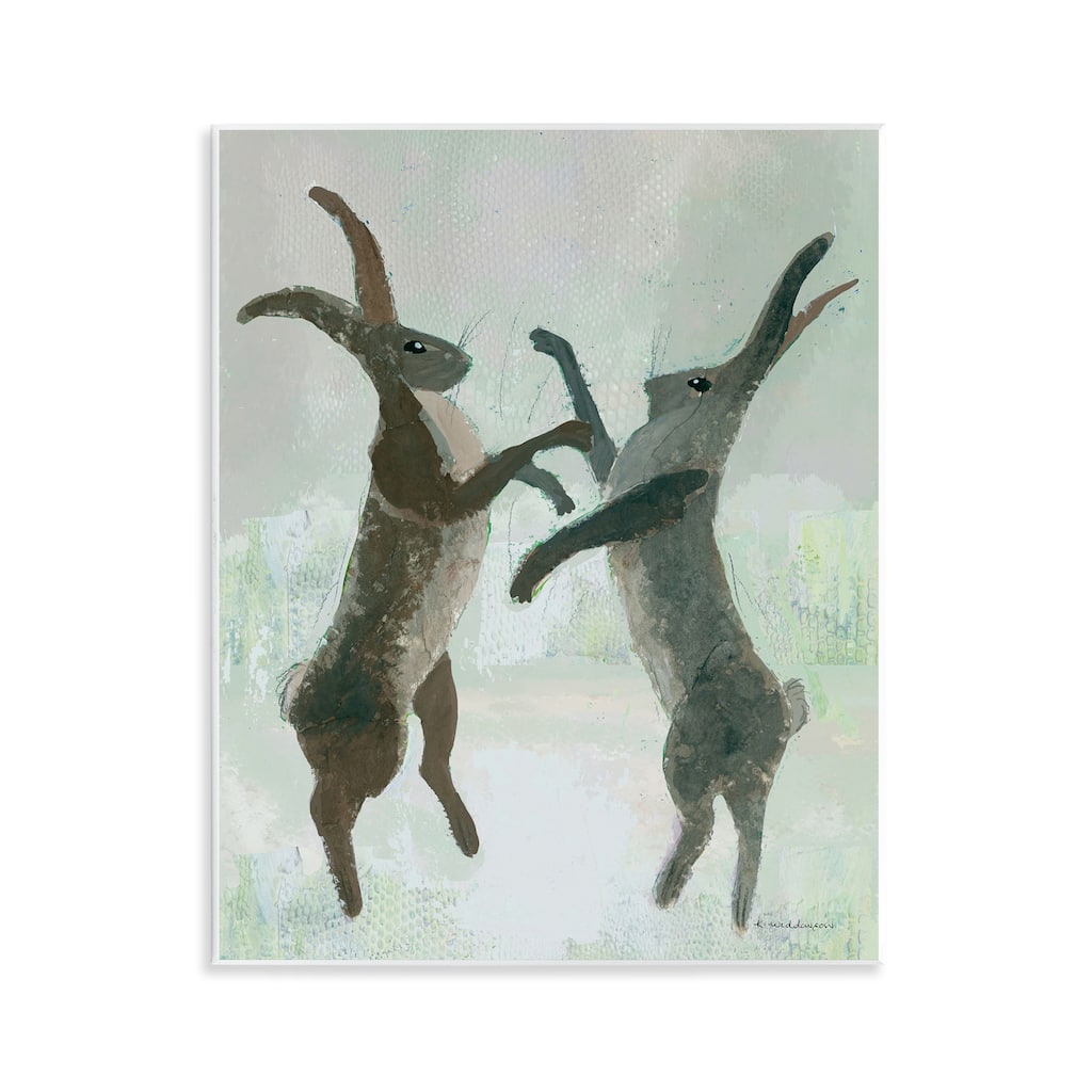 Stupell Boxing Hares Impression Wall Plaque Art Design By Kay Widdowson