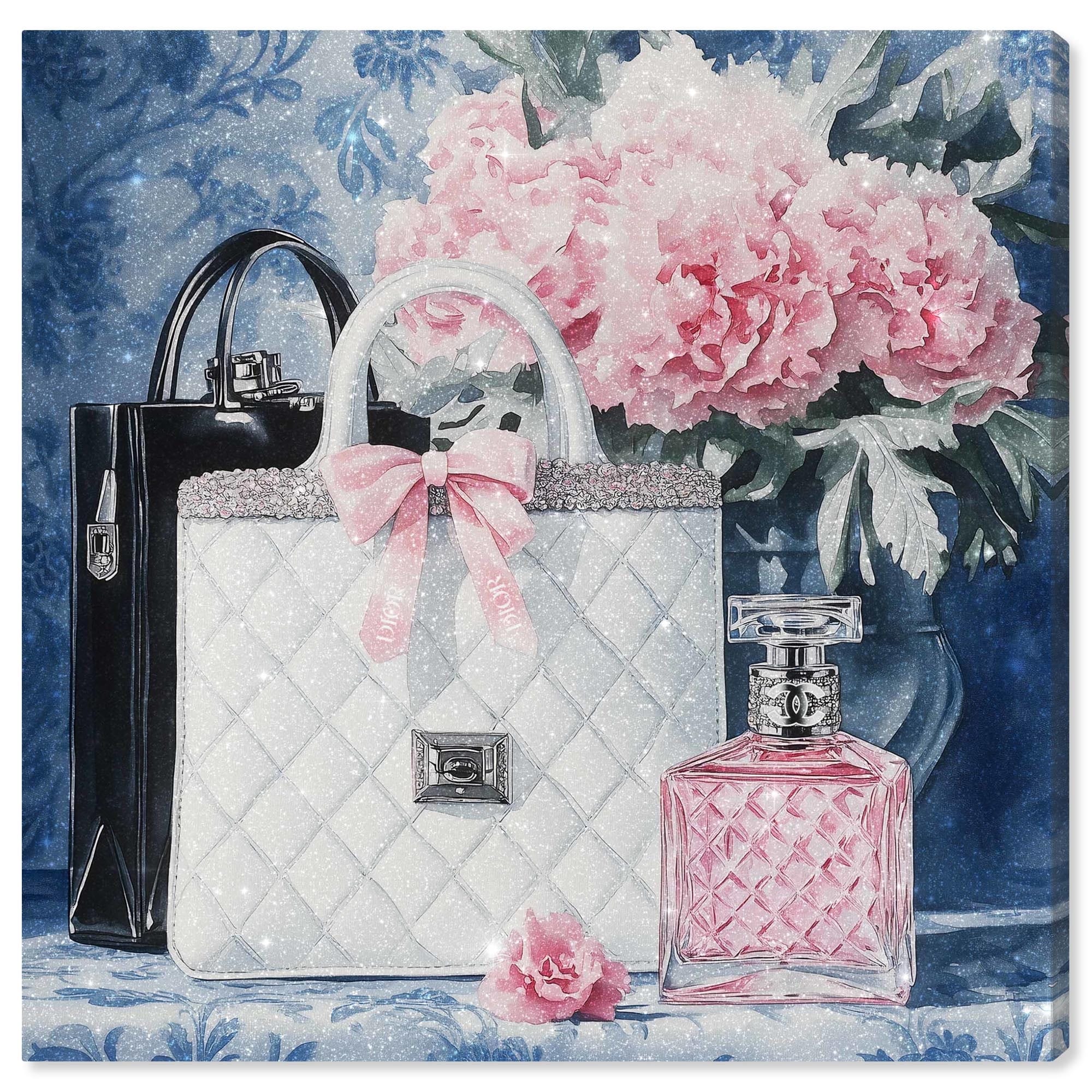 Pink Porcelain Purse and Perfume Canvas by Art Remedy, Gallery Wrapped
