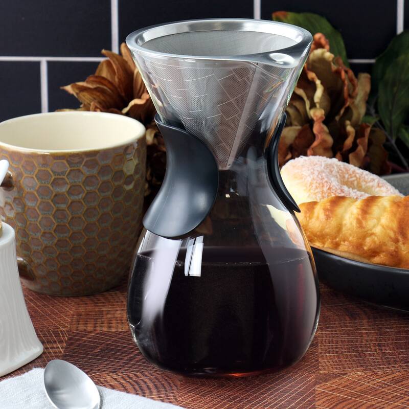 1 Liter Glass Pour Over Coffee Maker with Fine Mesh Filter - 1 Liter