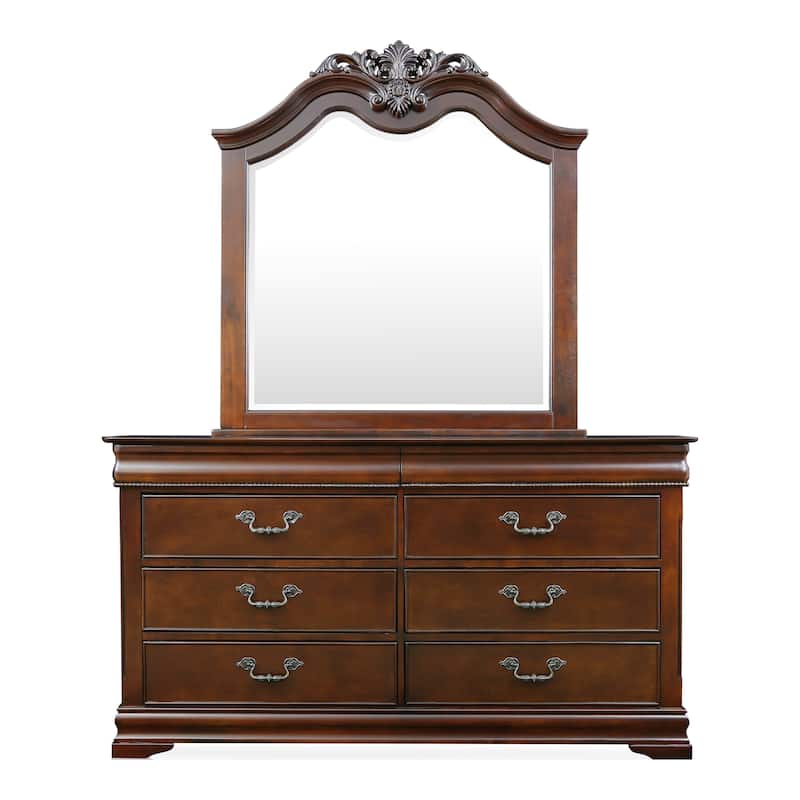 Diva Traditional Cherry 2-piece 6-Drawer Dresser and Mirror Set by Furniture of America