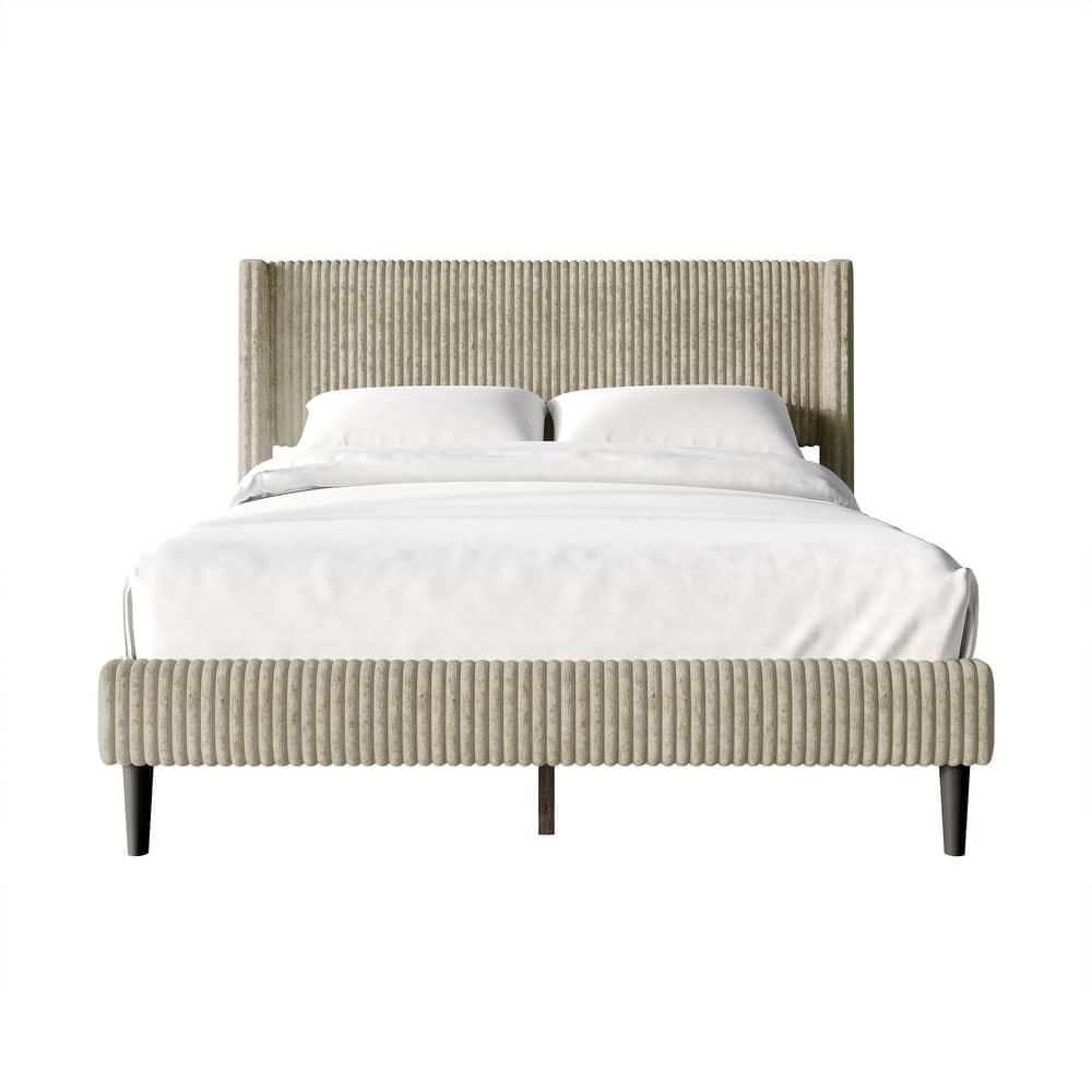 CraftPorch Modern Wingback Upholstered Velvet Bed