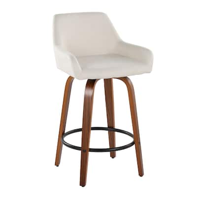 Porch & Den Galotti 26" Fixed-Height Counter Stool with Bent Wood Legs & Round Footrest (Set of 2)