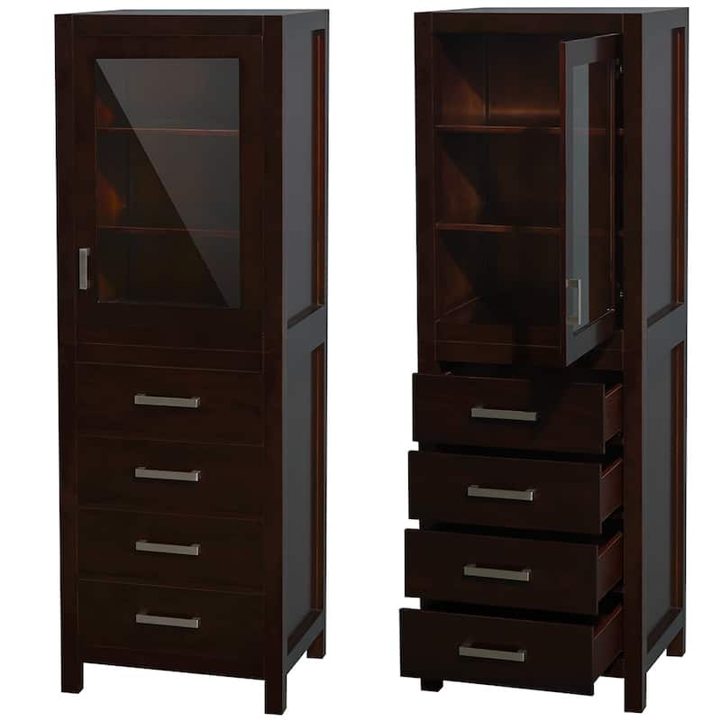 Wyndham Collection Sheffield Linen Tower with Door & Drawer Storage