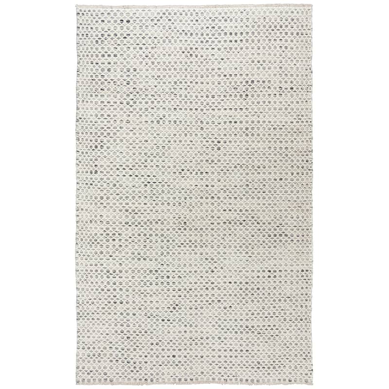 Alora Decor Monarch Grey and Ivory Basketweave Hand-woven Wool Rug - 7'6" x 9'6" - Gray