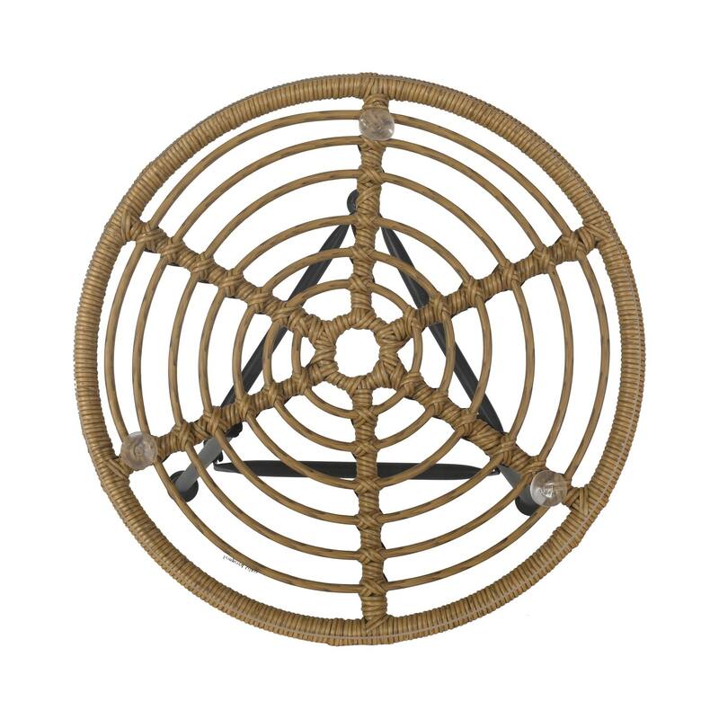 19.5 in. Black and Brown Round Glass End Table, Sturdy Build End Side Table for Living Rooms