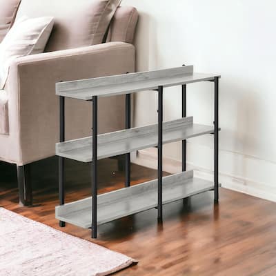 HomeRoots 34" Black And Gray End Table With Three Shelves - 47.25' X '34' X '12