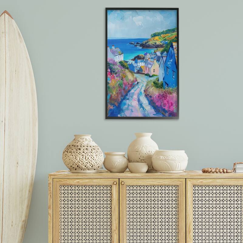 Stupell Seaside Town Overlook Framed Giclee Art Design By LSR Design Studio