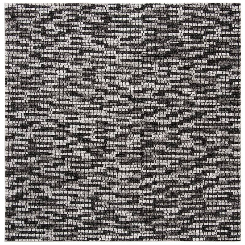 SAFAVIEH Porcello Chandrima Modern Rug - 6'7" Square - Light Grey/Charcoal