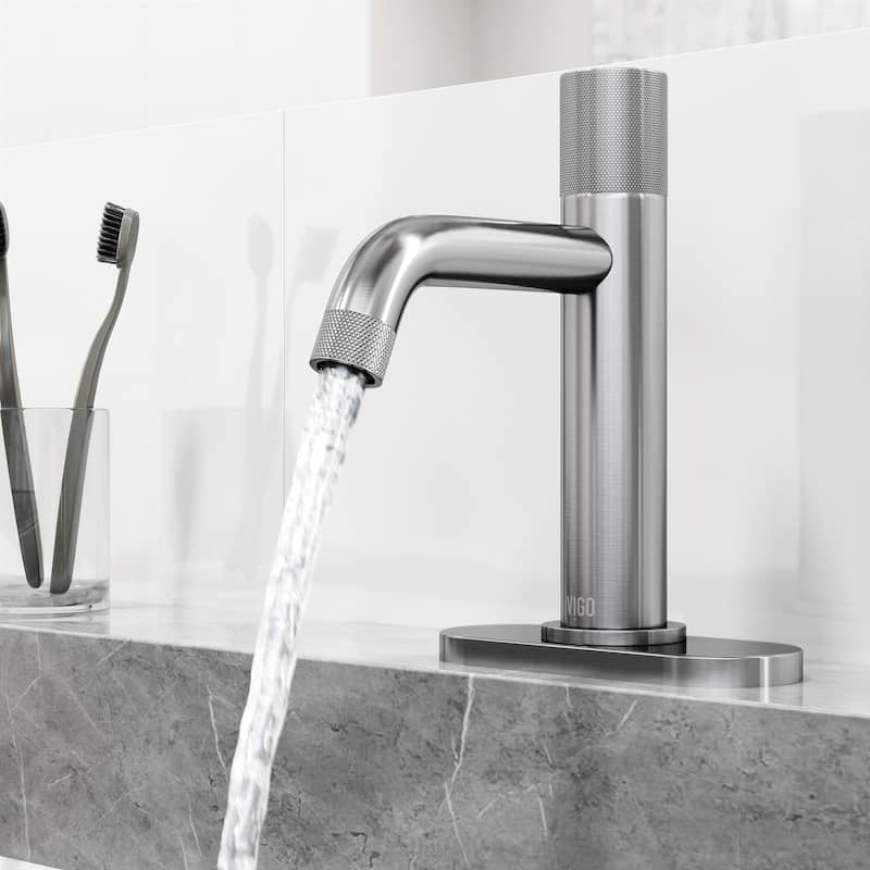 VIGO Apollo 8" H Button Operated Single Hole Bathroom Faucet