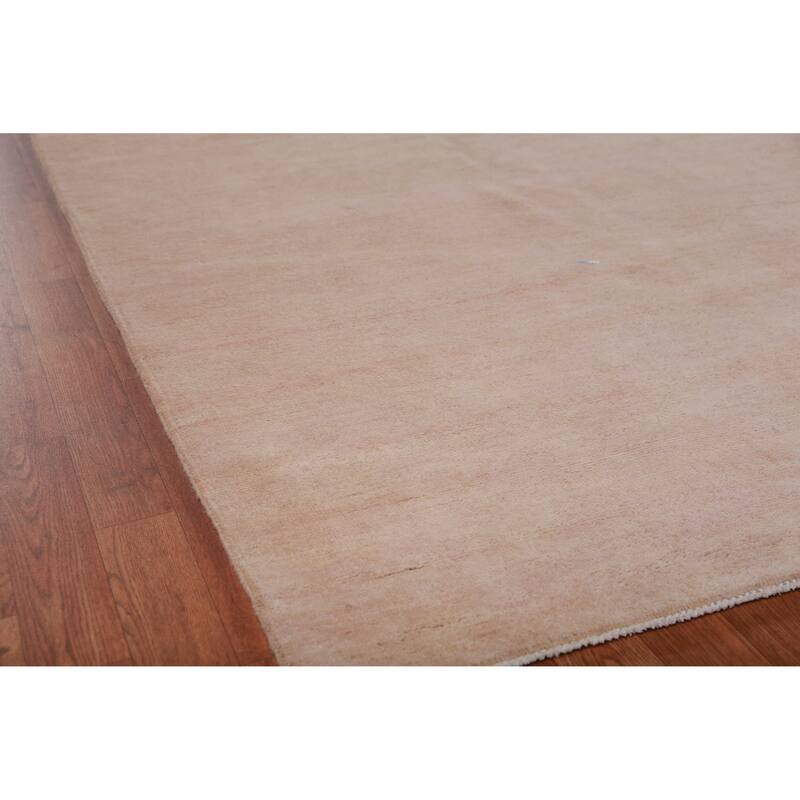 Hand Knotted Oriental 100% Wool Carpet Modern Solid Peach Gabbeh Area Rug - 14' 4'' X 10' 1''