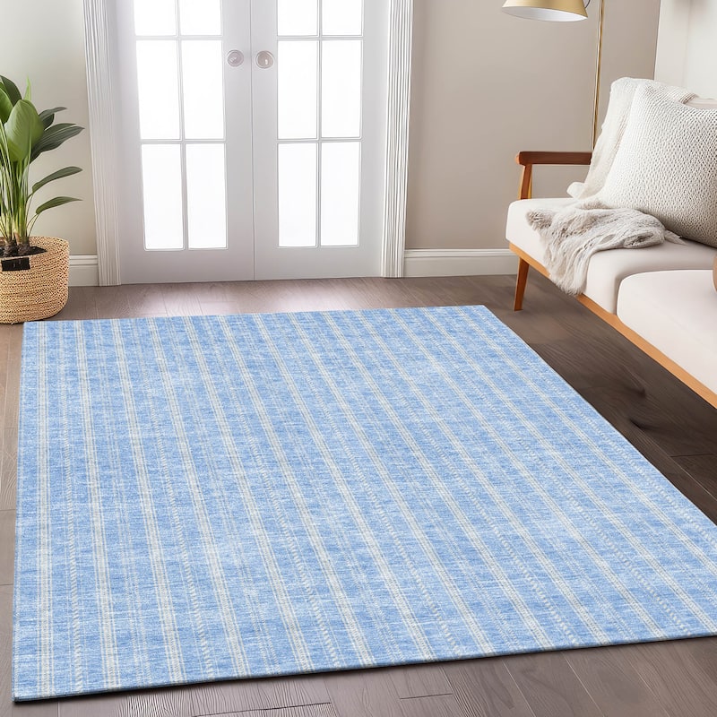 Machine Washable Indoor/ Outdoor Chantille Stripe Twist Rug