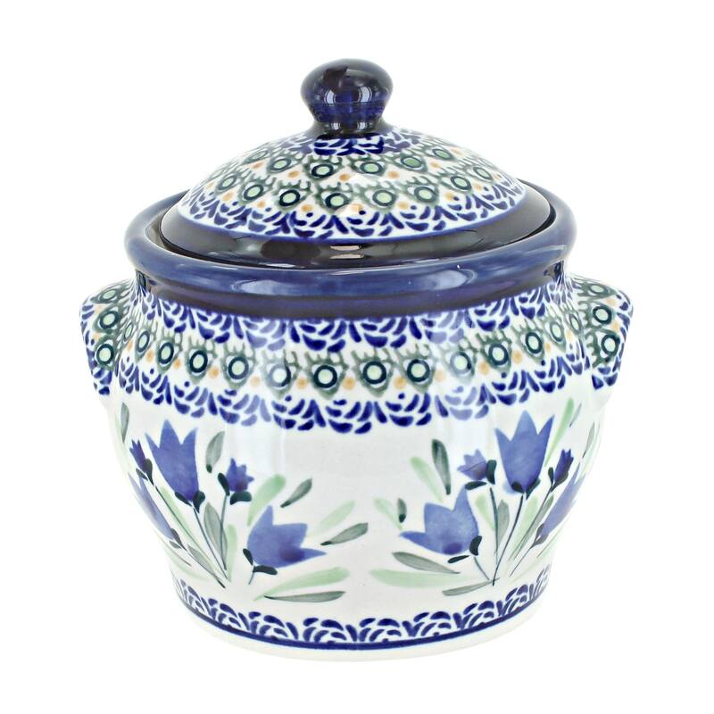 Blue Rose Polish Pottery 1096 Zaklady Small Canister - Blue Tulip