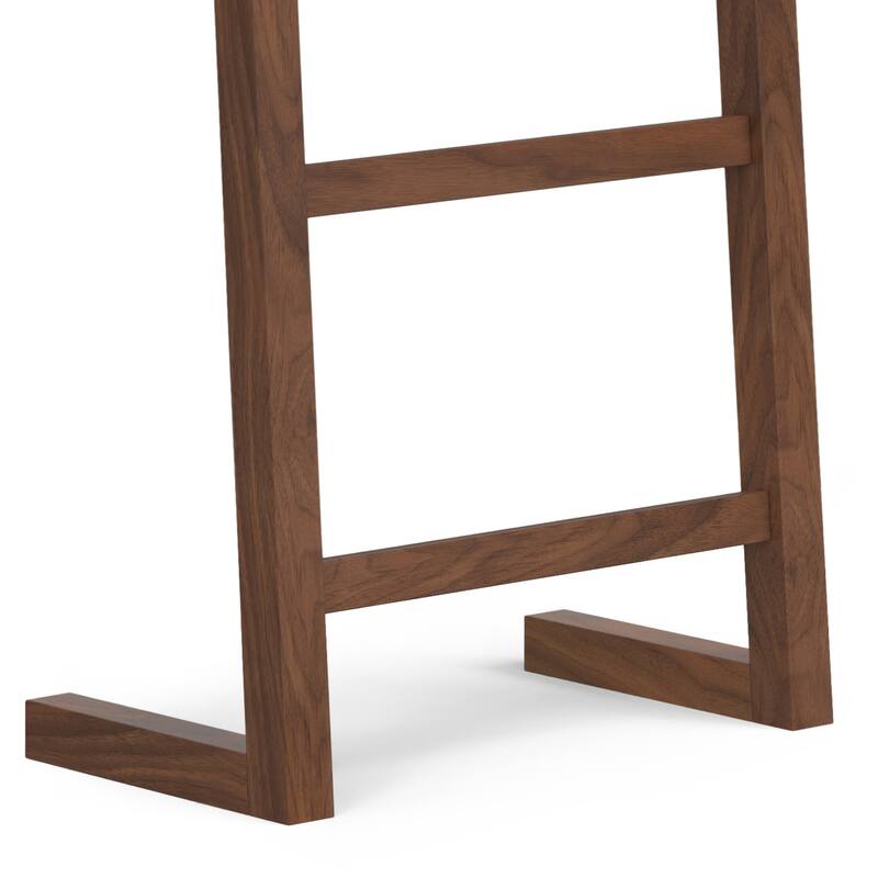 WYNDENHALL Kaitlin SOLID ACACIA WOOD 63x23 inch Contemporary Bath Towel and Blanket Ladder Shelf in Natural Walnut