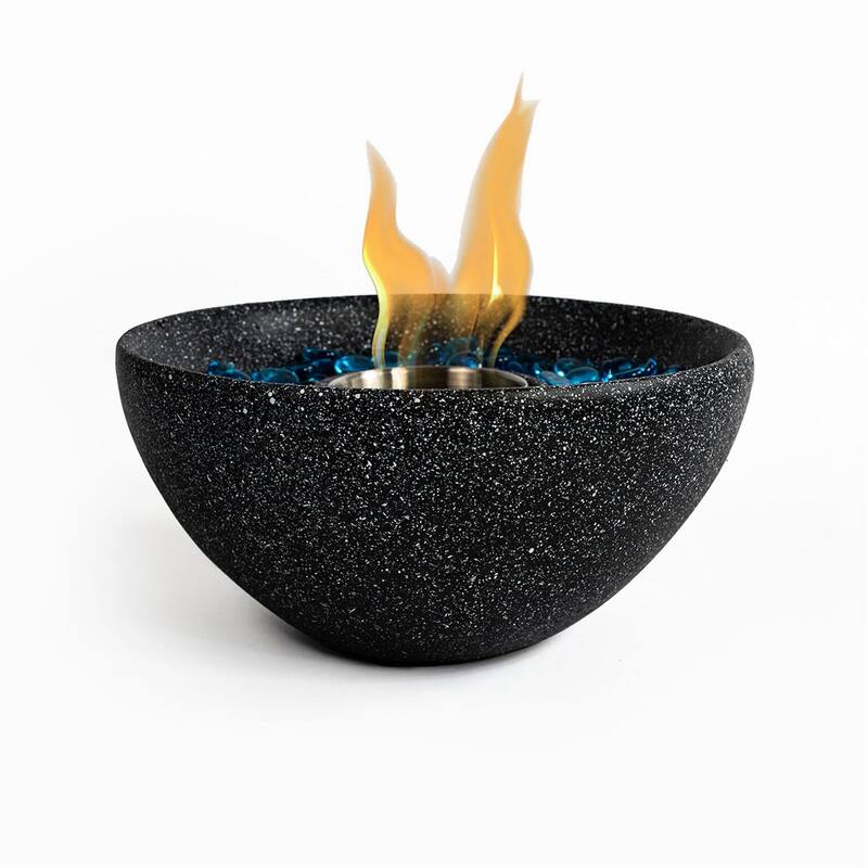10.63 in. W x 10.63 in. D x 5.12 in. H Round Concrete Gel Outdoor Fire Pit in Black