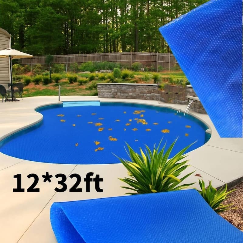 PE Bubble 16 Mil Solar Pool Cover for in Ground and Above Ground Swimming Pools - 12*32ft