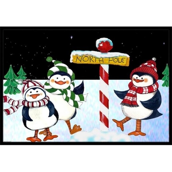 Carolines Treasures PJC1082MAT North Pole Welcomes You Penguins Indoor & Outdoor Mat 18 x 27 in.