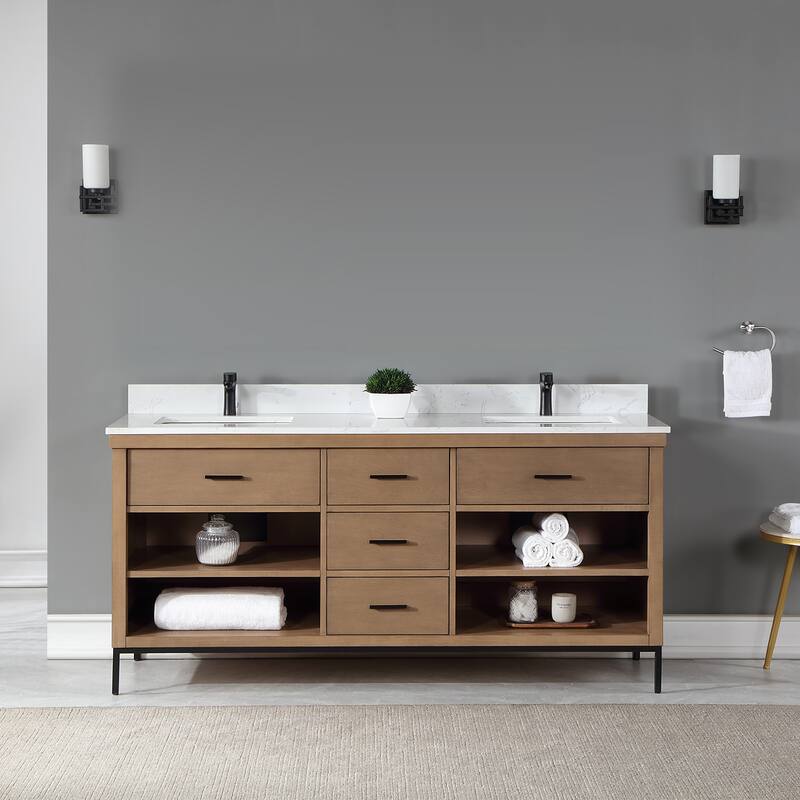 Altair Kesia Bathroom Vanity with White Composite Stone Top without Mirror