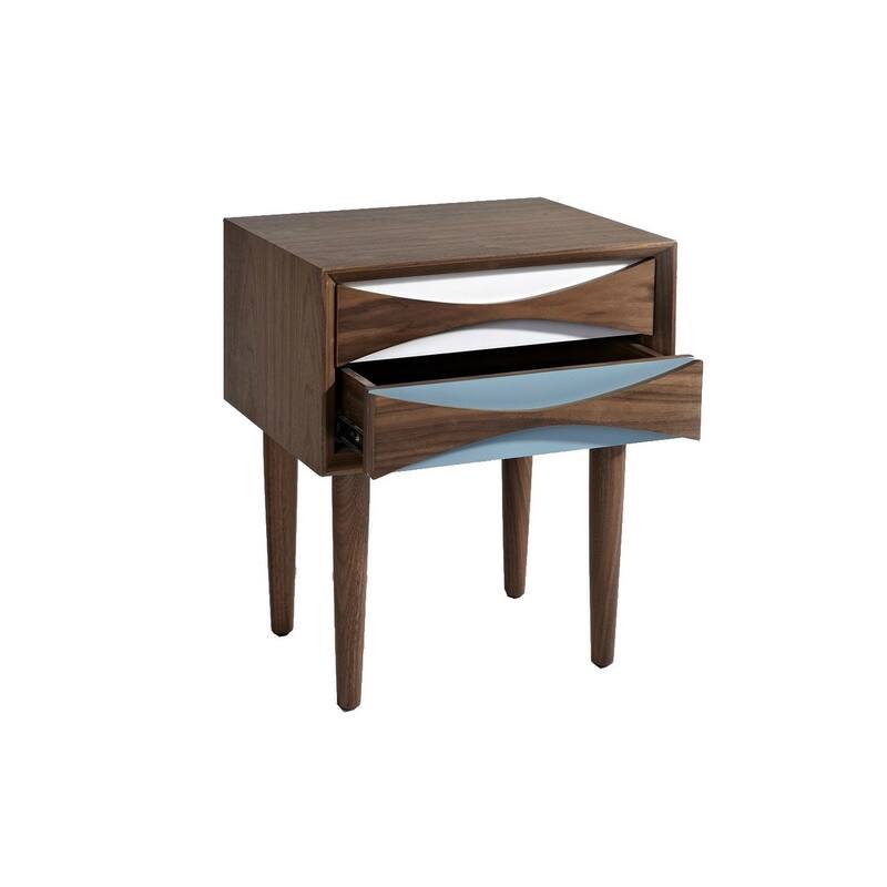 Modern Nightstand With Two Drawer And Wood Frame - Walnut - 2-drawer