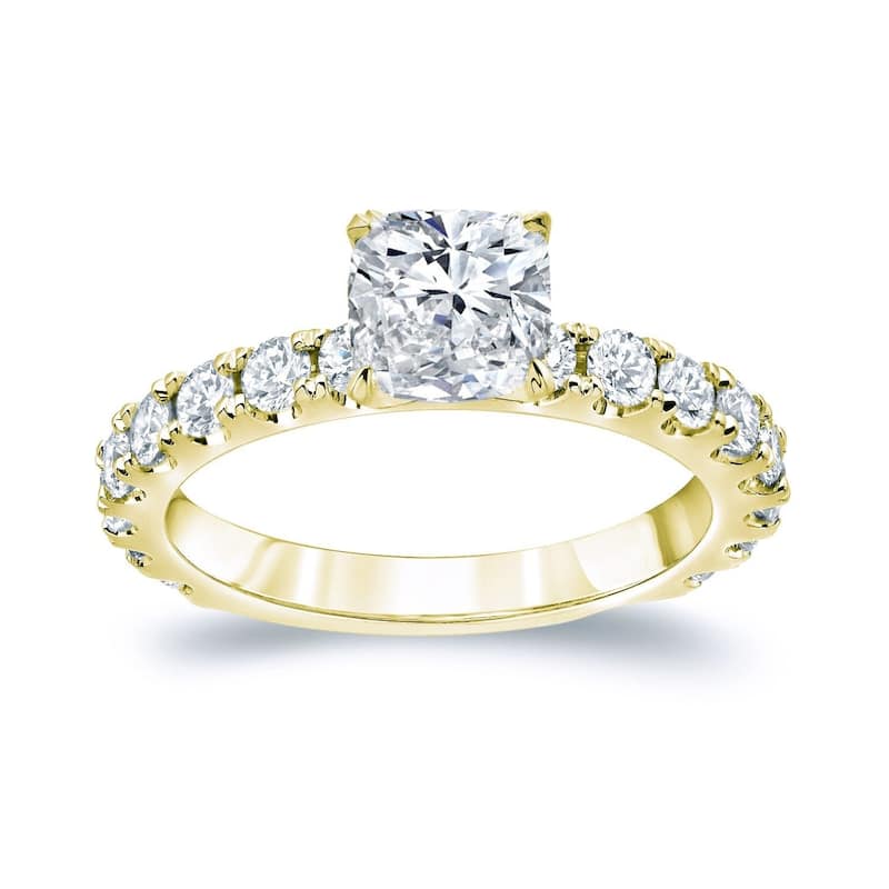Auriya 14k Gold 2ctw Classic Cushion-cut Diamond Engagement Ring - Yellow - 10