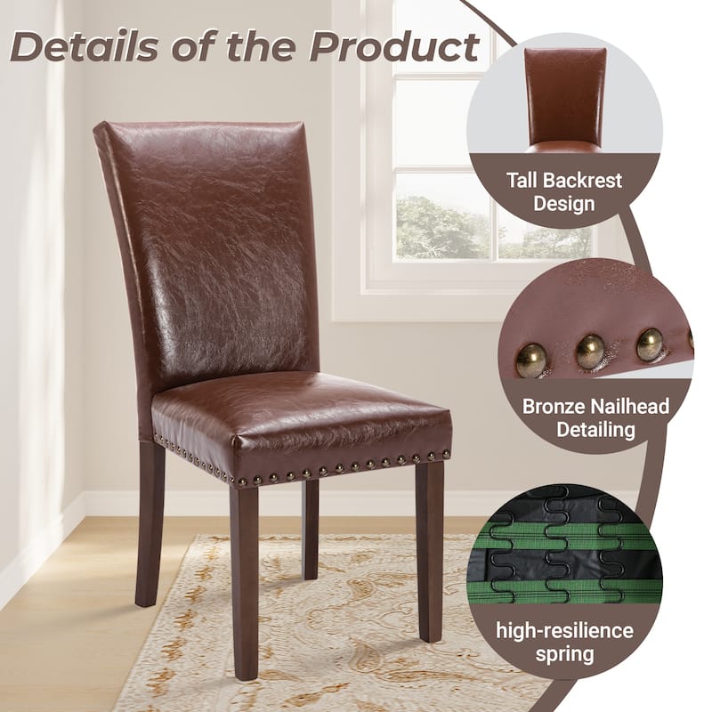 RENEWLINE Dining Chairs, Fabric with Nailhead Trim and Wood Legs