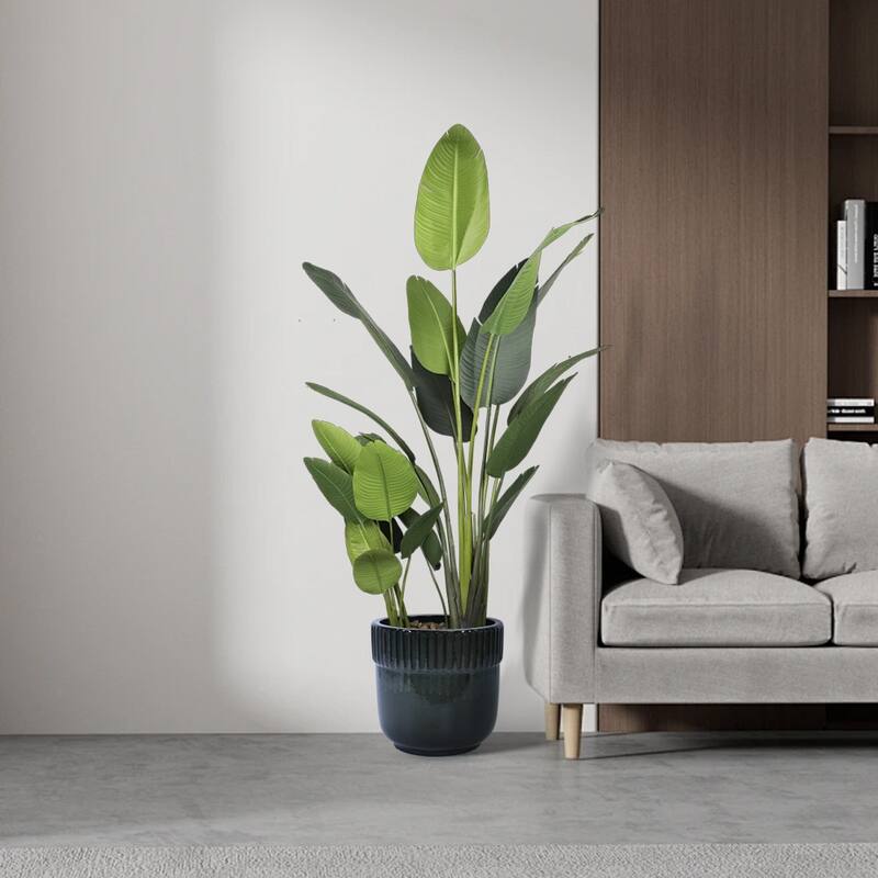 Glossy Ribbed Handmade Ceramic Planter Pot, for Succulents and Herbs