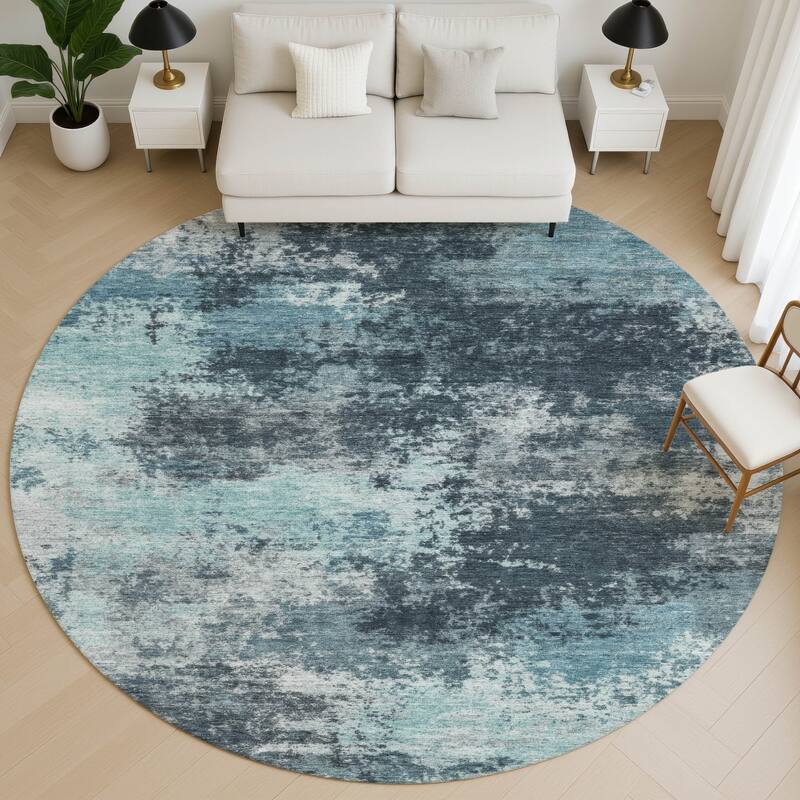 Premium Washable Super Soft Abstract Casual Mayfield Rug - Teal - 8' x 8'