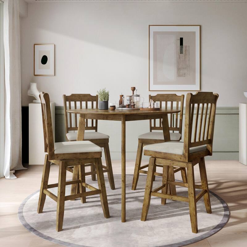 CraftPorch Classic Swivel Counter Chairs with Round Table