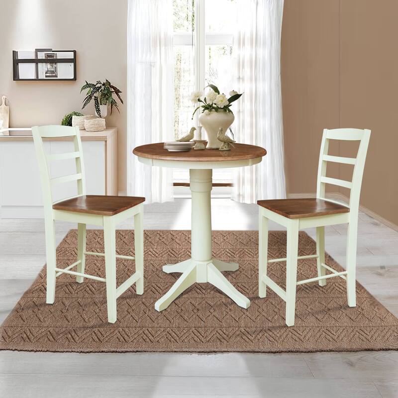 30" Round Top Pedestal Counter Height Table with Madrid Stools