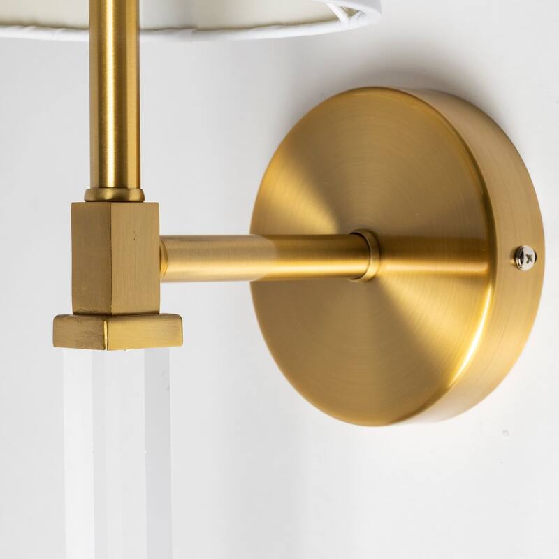 Santander II 6.5x22 Gold Metal and White Linen Shade Wall Sconce