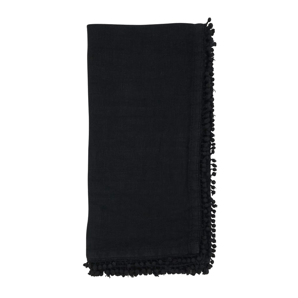 Table Napkins With Pom Pom Design (Set of 4) - 20"x20"