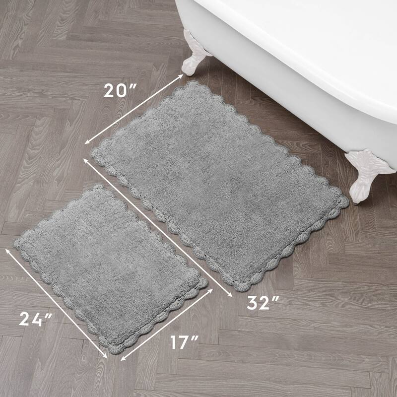 Laura Ashley Heathered Crochet Border Bath Rug