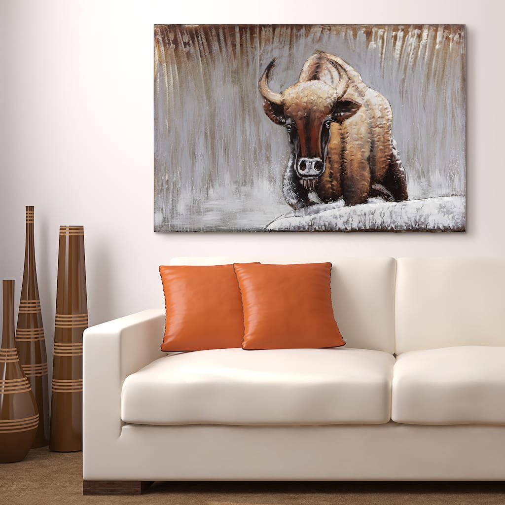 "Buffalo" Mixed Media Iron Hand Painted Dimensional Wall Art