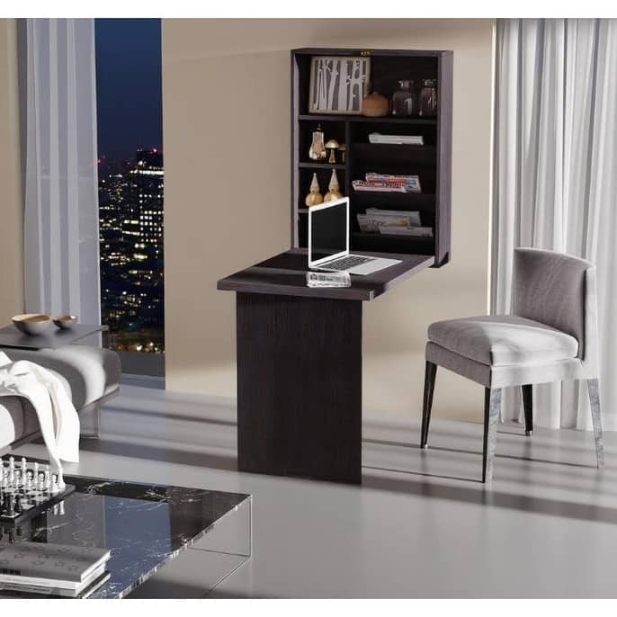 Wall Mounted Fold Out Convertible Desk, Multi-Function Floating Desk - Brown