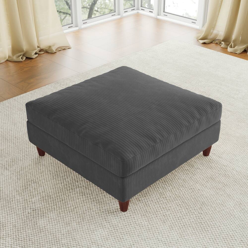 38.13" Wide Square Corduroy Ottoman