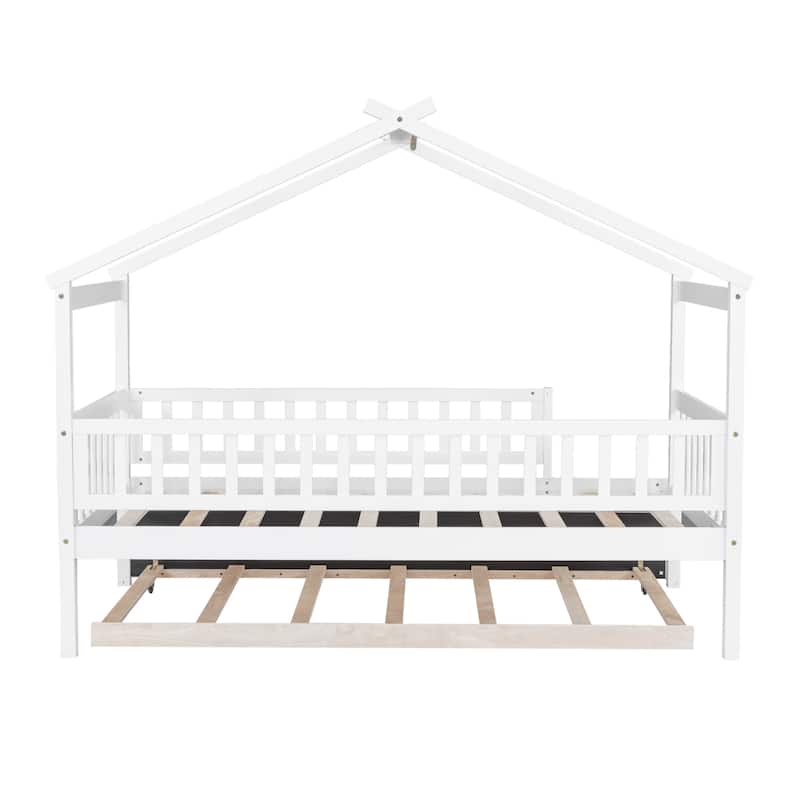 Twin Pine House Bed with Twin Trundle