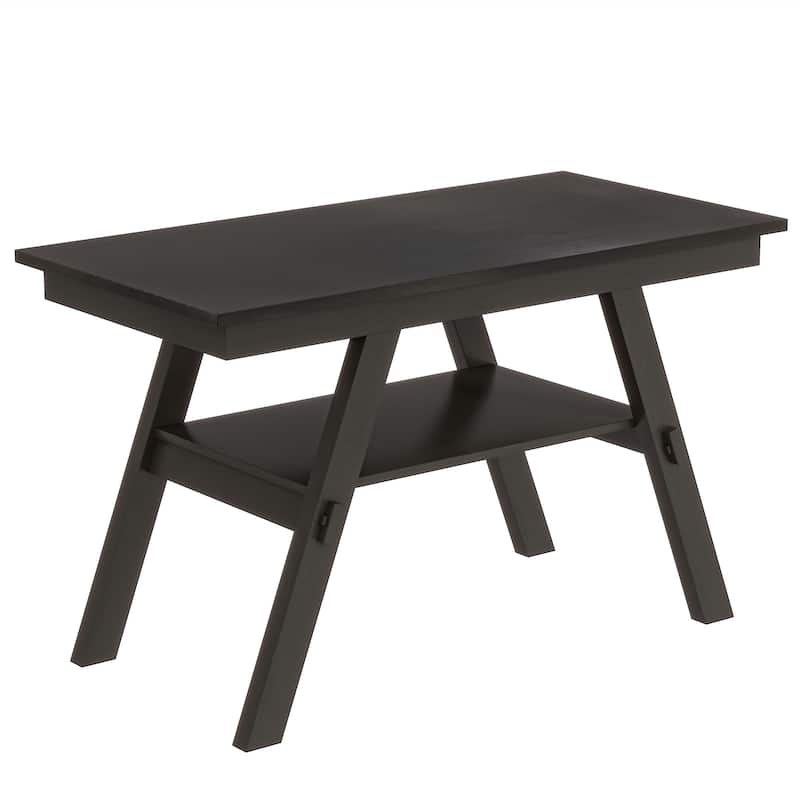 6-Piece Wood Counter Height Dining Table Set with Storage Shelf, Kitchen Table Set with Bench and 4 Chairs,Rustic Style