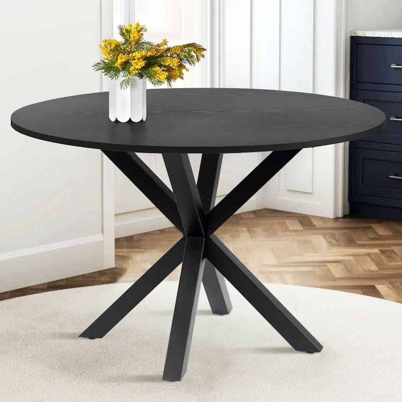 Round Wood Top Dining Table - Black - Black