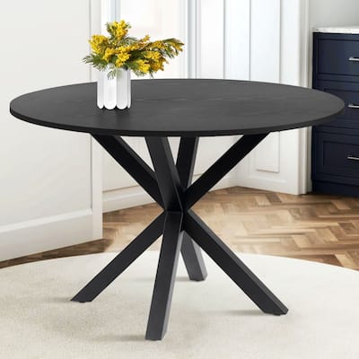 Round Wood Top Dining Table - Black