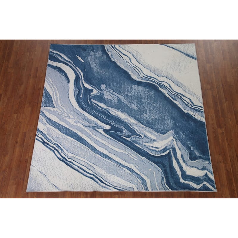 Machine-Made Washable Contemporary Blue Rug Oriental Decorative Carpet