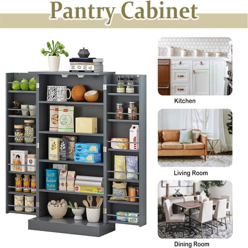 Storage Cabinet with Doors and Adjustable Shelves - 12"D x 23.62"W x 41"H
